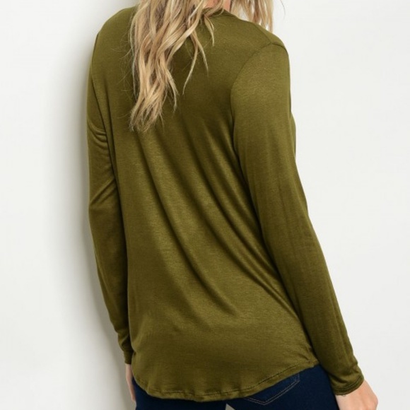Olive surplice choker top - Picture 2 of 2